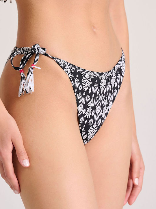 Bikini Slip με Κορδονάκια Μαύρο