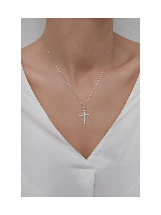 Kritsimis White Gold Cross 14K with Chain