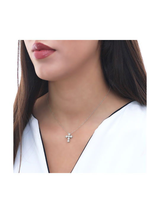 White Gold Cross 18K with Chain