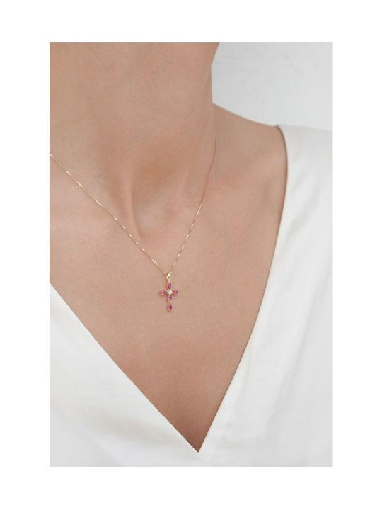 Kritsimis Gold Kreuz 14K mit Kette