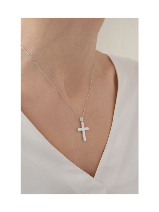 Kritsimis Damen Weißgold Kreuz 14K mit Kette