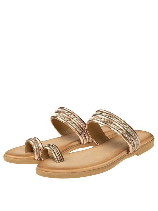 Baroque Damen Flache Sandalen in Gold Farbe