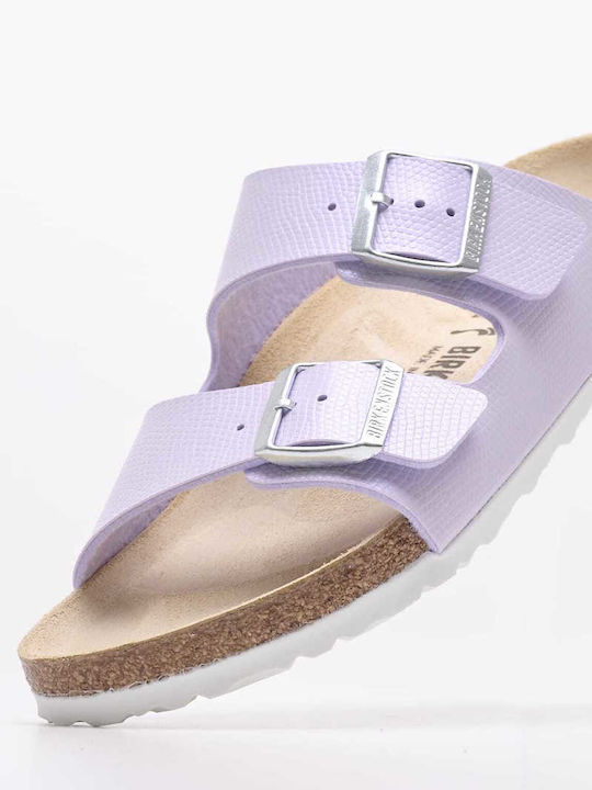 Birkenstock Leder Damen Flache Sandalen in Lila Farbe