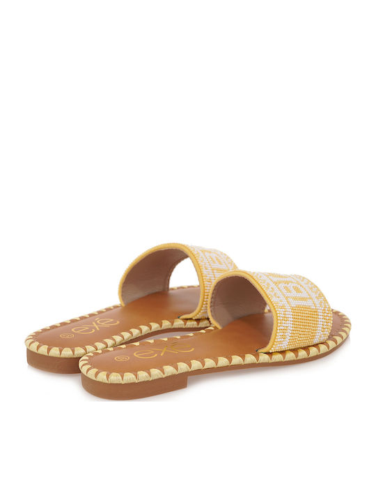 Flache Sandalen für Damen in Gelb Farbe