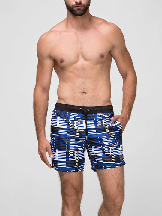 Karl Lagerfeld Kl20mbm11 Men's Swimwear Shorts White-blue Striped