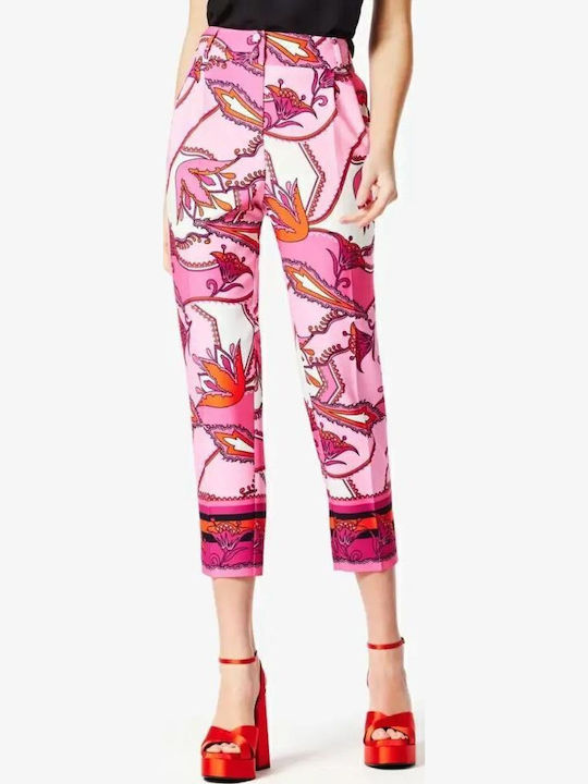 Damen Stoff Hose in Karotten Passform Pink