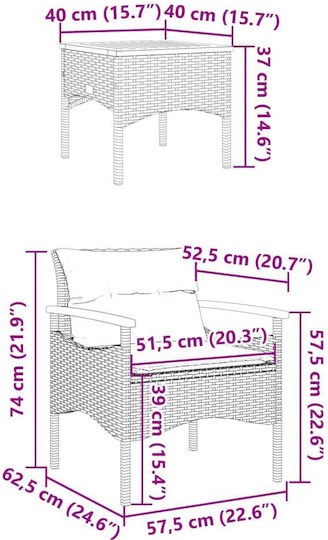 Garten- und Outdoor-Möbelsets 3 Stück Schwarz mit Kissen