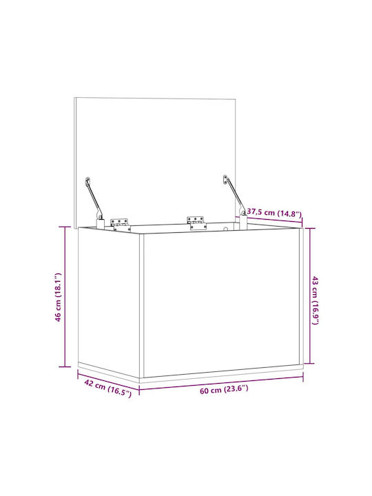 vidaXL Wooden Storage Box with Lid Gray 60x42x46cm 1pcs
