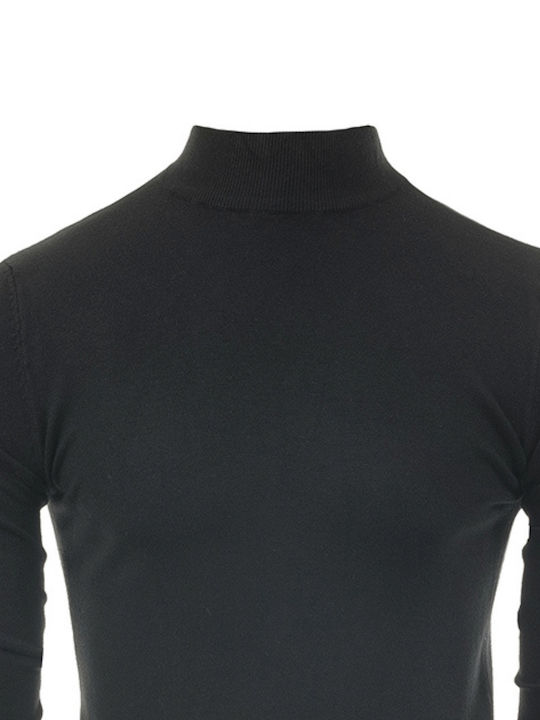 New Mentality Men's Long Sleeve Blouse Turtleneck Black