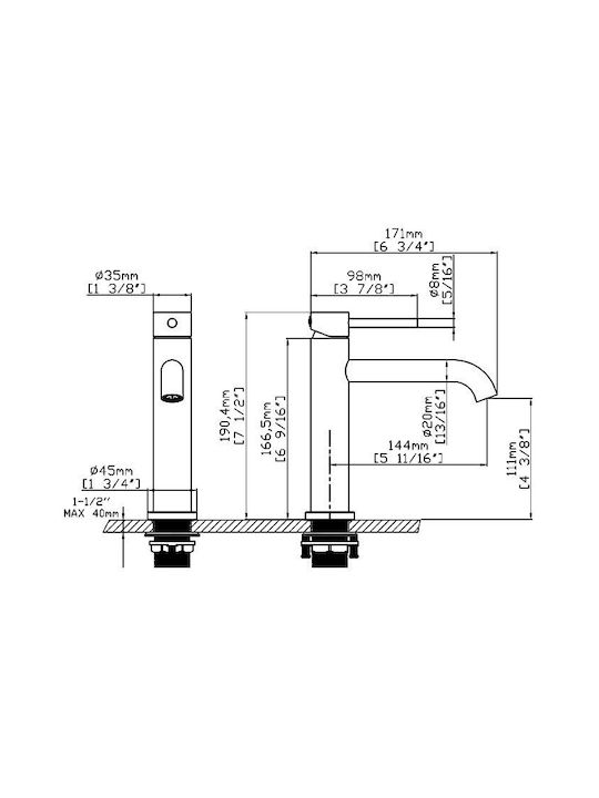 Karag Artemis Mixing Sink Faucet Black