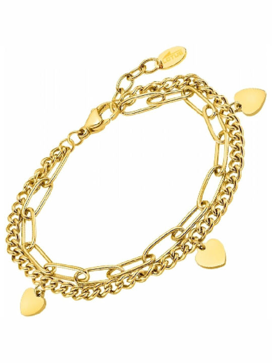 Lotus Watches Bracelet Chain with design Heart made of Steel Gold Plated