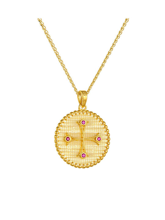 Kritsimis Pendant Kids Talisman Double Sided with Chain Constantine from Gold 14K 52RK6680-2871