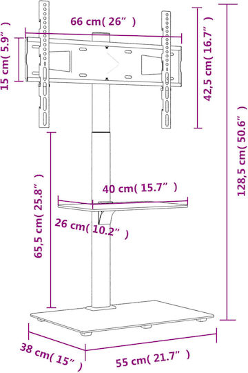vidaXL 379566 TV Mount Floor with Arm up to 65" Black