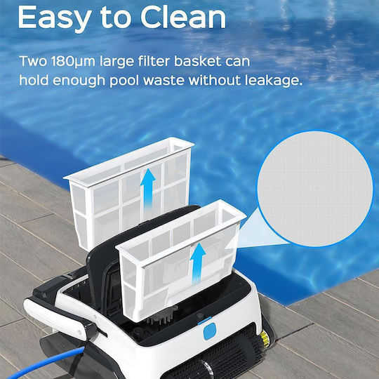 Wybot Opson Pro Жична Роботска Прахосмукачка 118W Дъно Стени Водолиния за Робот за Басейн 130 Квадратни
