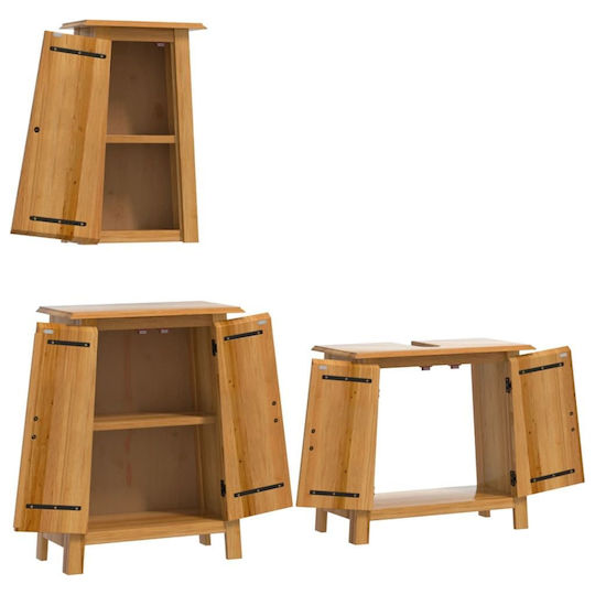 vidaXL Blat cu Lavoar Massif Wood