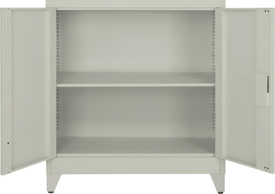 Doppelflügeliger Metallischer Außenschrank mit Verriegelungsfunktion mit Trennwand & 1 Regal 90x40x100cm