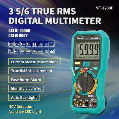 Proskit Digital Multimeter True RMS with Buzzer with DC Measurement MT-1280D