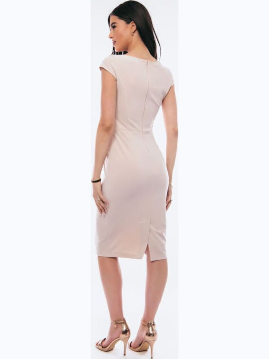 Summer Midi Dress for Wedding - Christening Beige