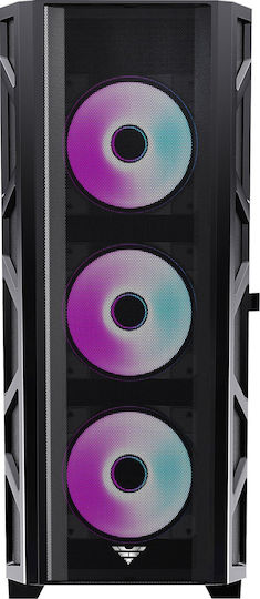 Preyon Nest Meshy+ Gaming Midi-Turm Computergehäuse mit Seitenfenster und RGB-Beleuchtung Schwarz