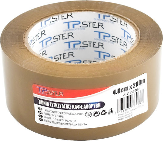 Tpster Ταινία Συσκευασίας Αθόρυβη 48mm x 200m σε Καφέ Χρώμα