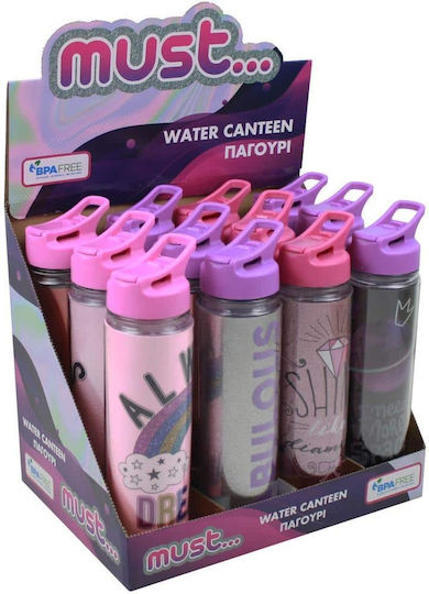 Must Kids Water Bottle Plastic with Straw Fabulous 450ml