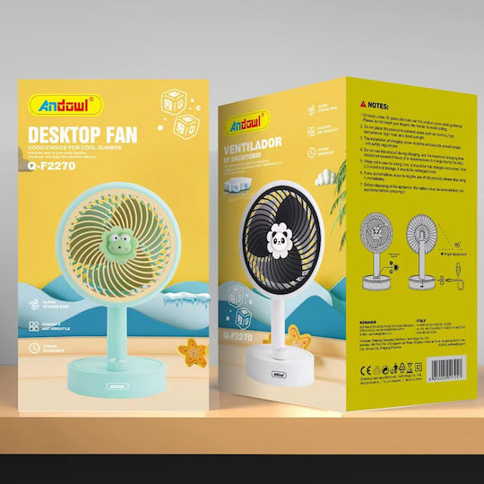 Andowl Wiederaufladbarer Tischventilator Gelb USB Q-f2270yellow