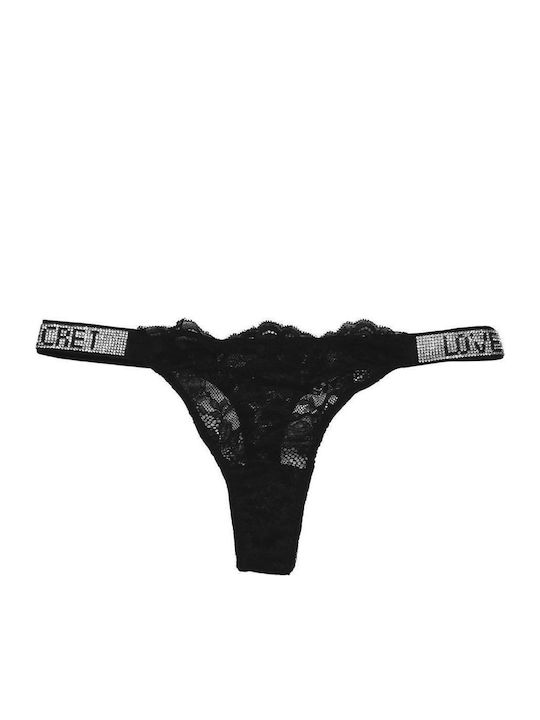 Damen Zeichenfolge mit Spitze Schwarz