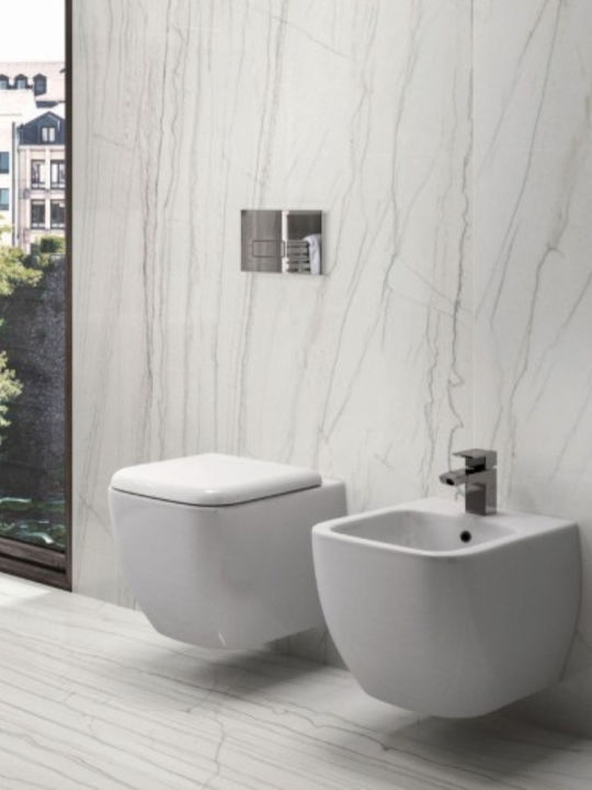Rak Ceramics Metropolitan Λεκάνη Κρεμαστή Rimless με Slim Κάλυμμα Duroplast Soft Close Λευκή
