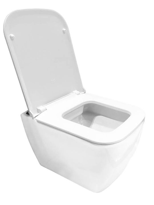 Rak Ceramics Metropolitan Λεκάνη Κρεμαστή Rimless με Slim Κάλυμμα Duroplast Soft Close Λευκή