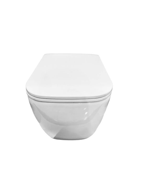 Rak Ceramics Metropolitan Λεκάνη Κρεμαστή Rimless με Slim Κάλυμμα Duroplast Soft Close Λευκή