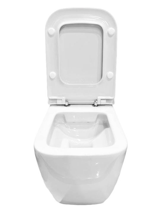 Rak Ceramics Metropolitan Λεκάνη Κρεμαστή Rimless με Slim Κάλυμμα Duroplast Soft Close Λευκή