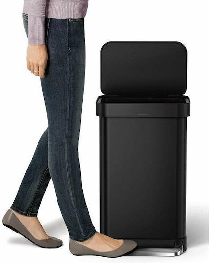 Simplehuman Coș de Gunoi din Plastic cu Pedală 45 l Negru