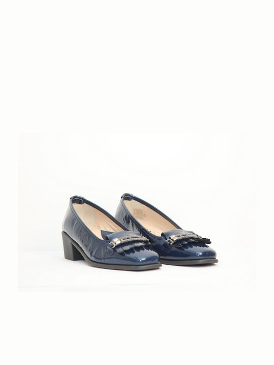 Relax Anatomic Leder Pumps mit flachem Absatz Blau