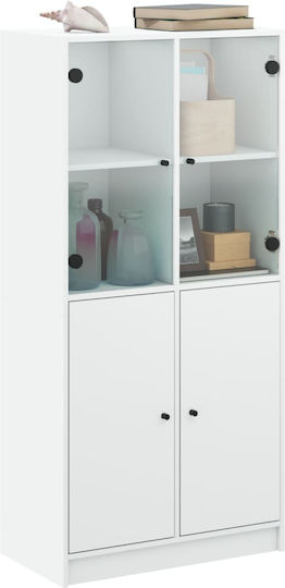 Living Room Display Cabinet made of Particle Board with Windowed White 68x37x142cm