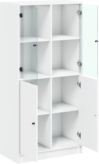 Living Room Display Cabinet made of Particle Board with Windowed White 68x37x142cm