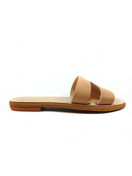 Women's leather sandals in natural color