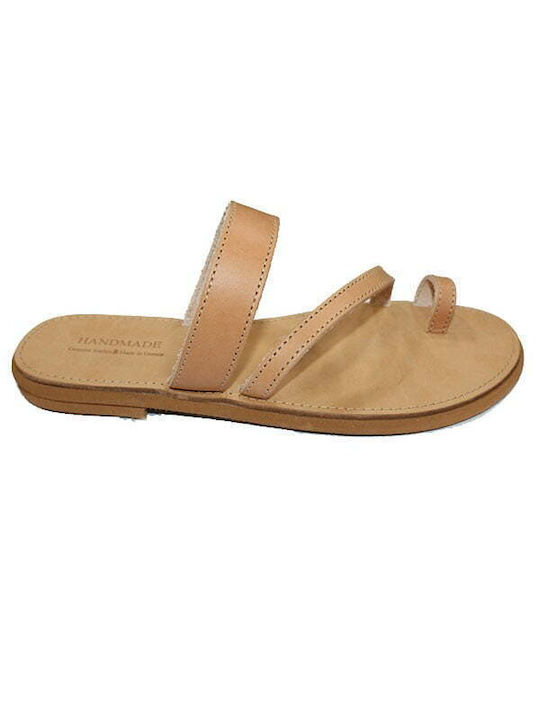 Women's leather sandal in natural leather color