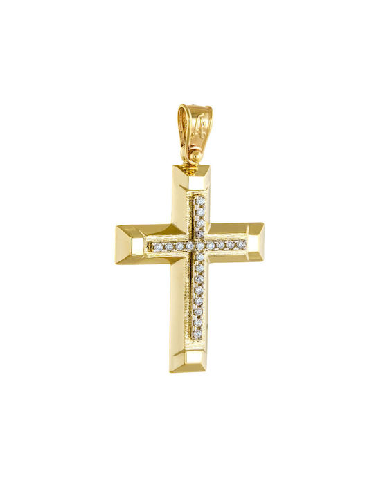 Kritsimis Damen Gold Kreuz 14K mit Kette