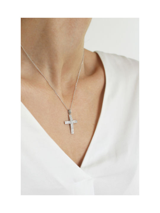 Kritsimis Women's White Gold Cross 14K with Chain