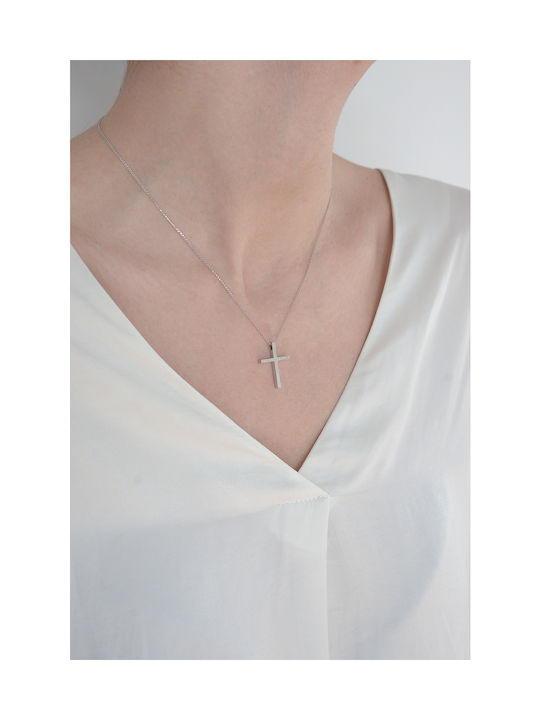 Kritsimis Women's White Gold Cross 14K with Chain