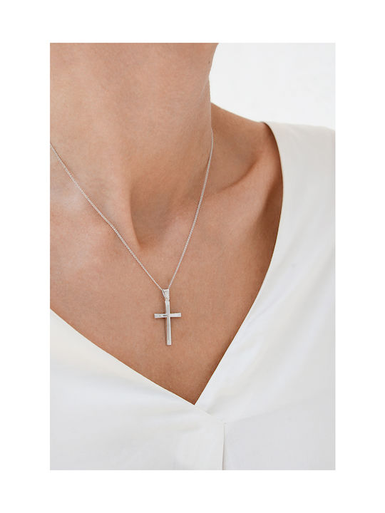 Kritsimis Women's White Gold Cross 14K with Chain