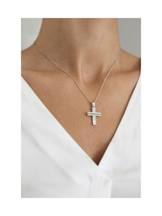 Kritsimis Damen Weißgold Kreuz 14K mit Kette