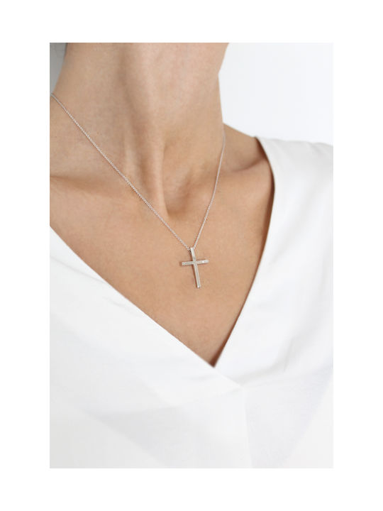 Kritsimis Damen Weißgold Kreuz 14K mit Kette