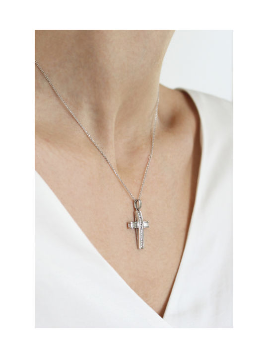 Kritsimis Women's White Gold Cross 14K with Chain