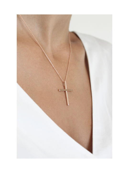 Kritsimis Women's Rose Gold Plated Cross with Chain