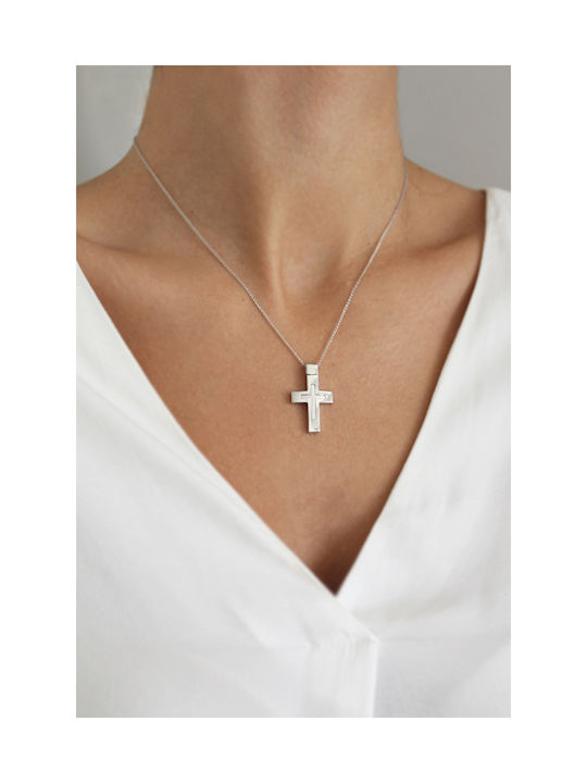 Kritsimis Women's White Gold Cross 14K with Chain