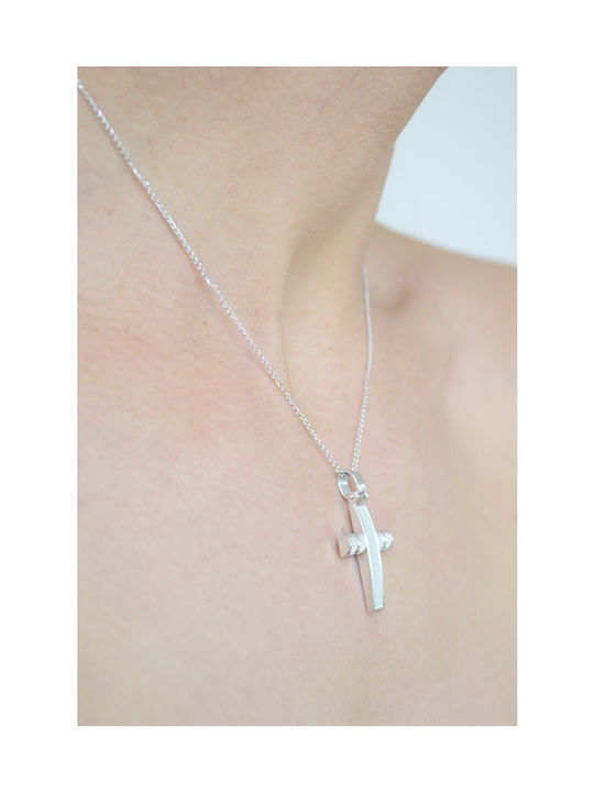 Kritsimis Women's White Gold Cross 14K with Chain