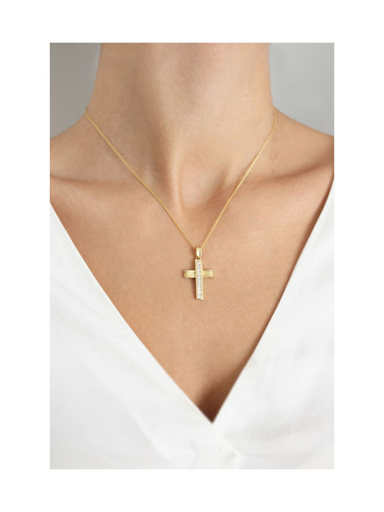 Kritsimis Damen Gold Kreuz 14K mit Kette