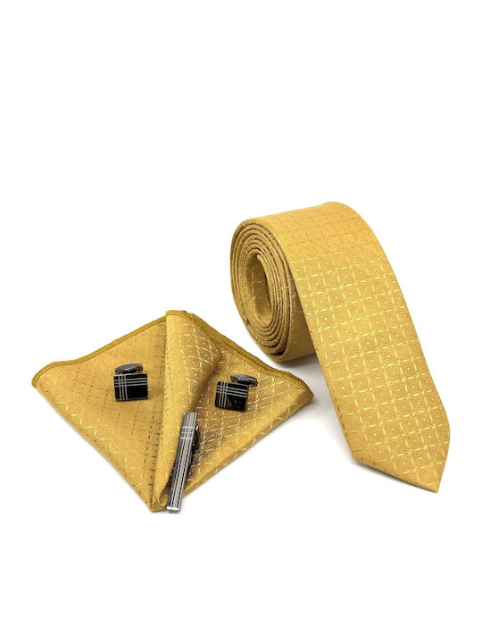 Legend Accessories Men's Tie Set Printed in Yellow Color