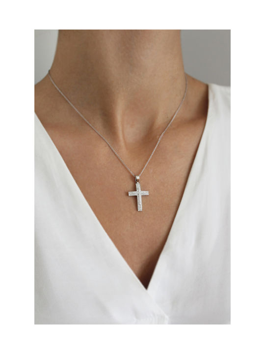 Kritsimis Women's White Gold Cross 14K with Chain